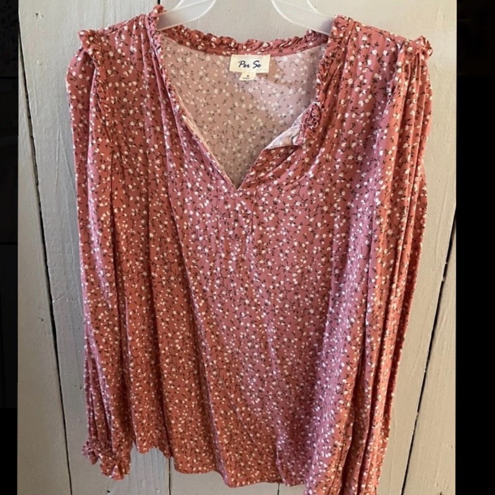 Per Se Pink Floral Blouse
